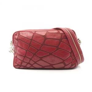 Chanel Coco Mark Shoulder Bag, Lambskin Canvas, Women's, Bordeaux